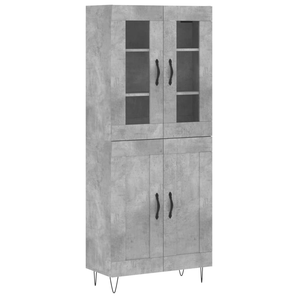 Hoge Kast 69,5X34X180 Cm Bewerkt Hout Betongrijs