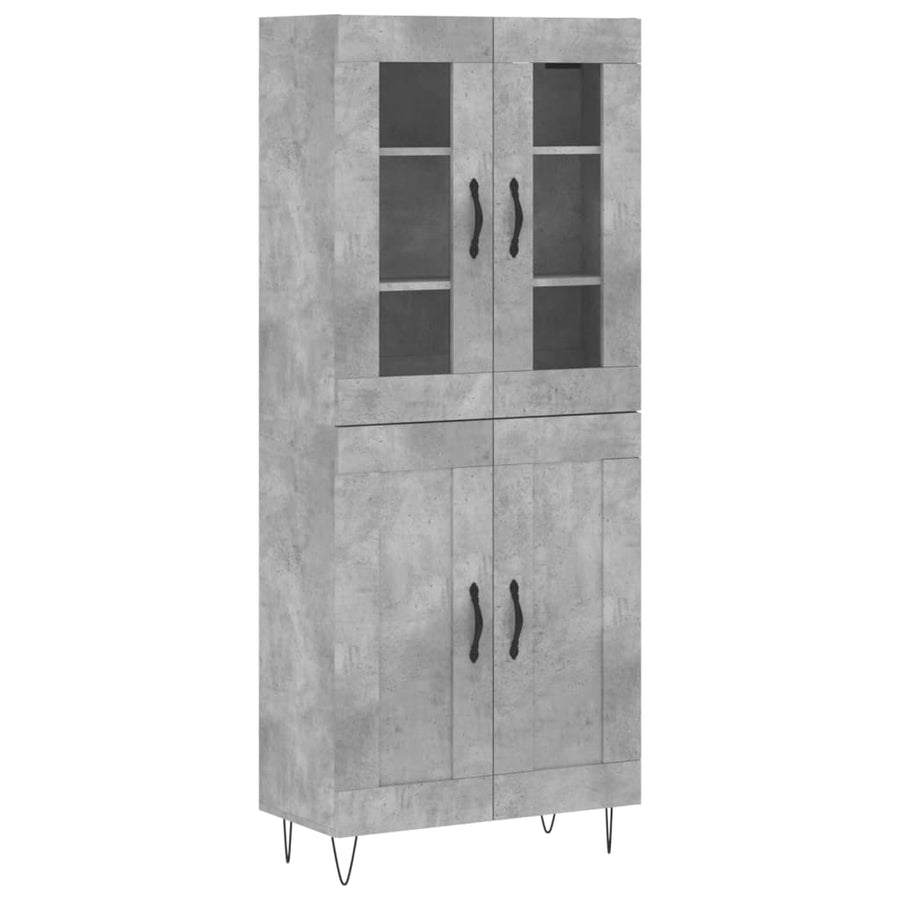 Hoge Kast 69,5X34X180 Cm Bewerkt Hout Betongrijs