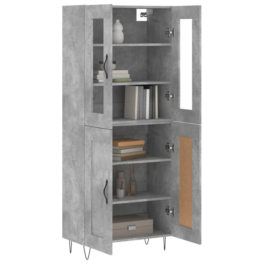 Hoge Kast 69,5X34X180 Cm Bewerkt Hout Betongrijs