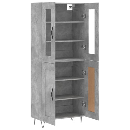 Hoge Kast 69,5X34X180 Cm Bewerkt Hout Betongrijs