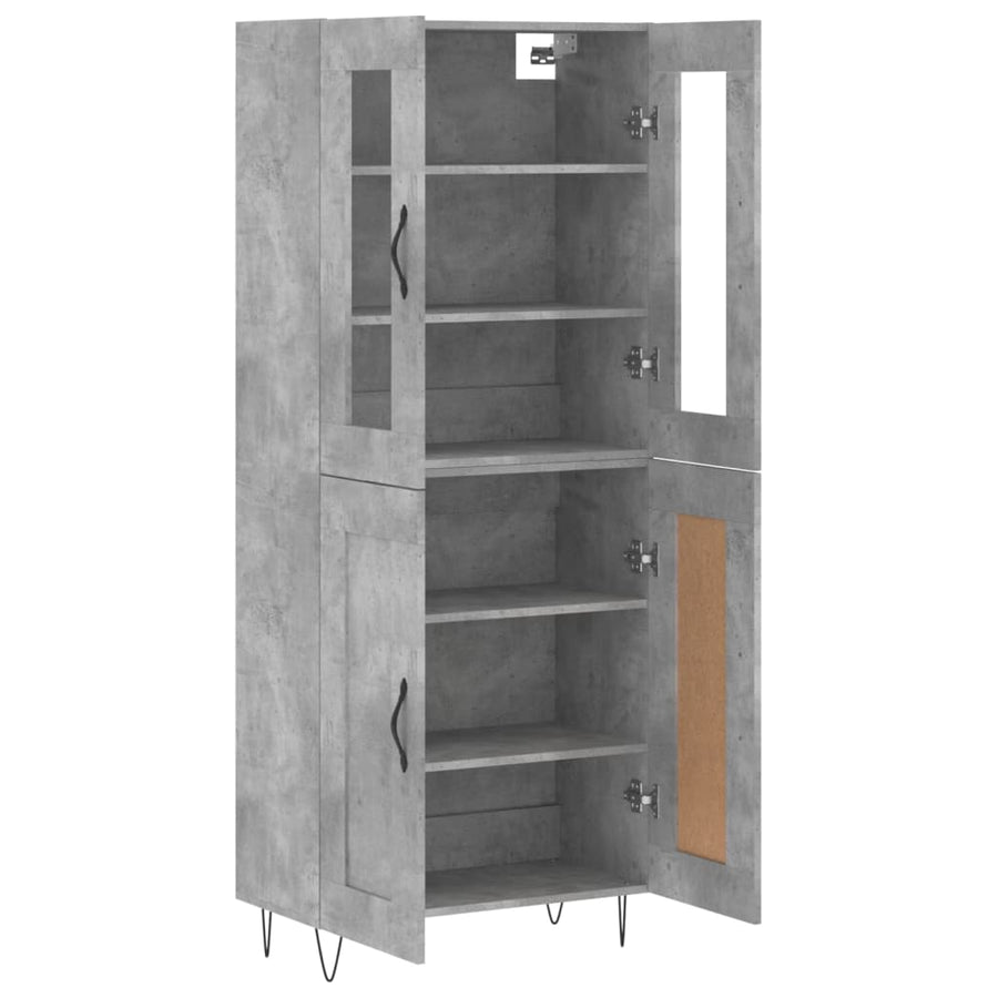 Hoge Kast 69,5X34X180 Cm Bewerkt Hout Betongrijs