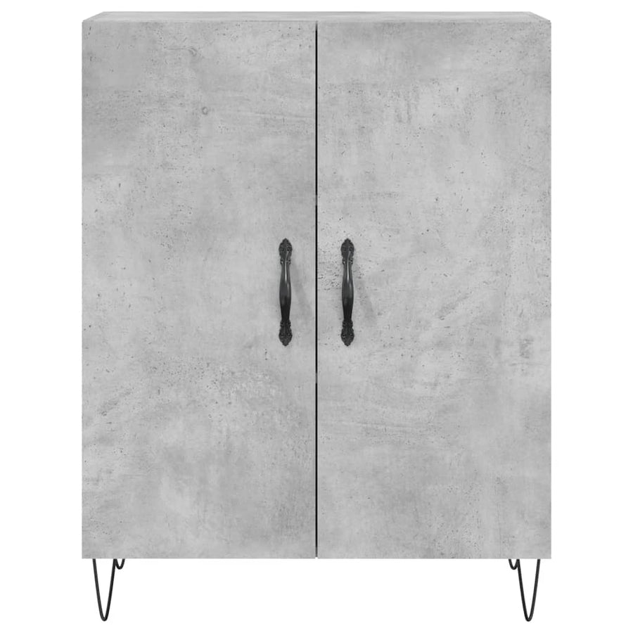Hoge Kast 69,5X34X180 Cm Bewerkt Hout Betongrijs