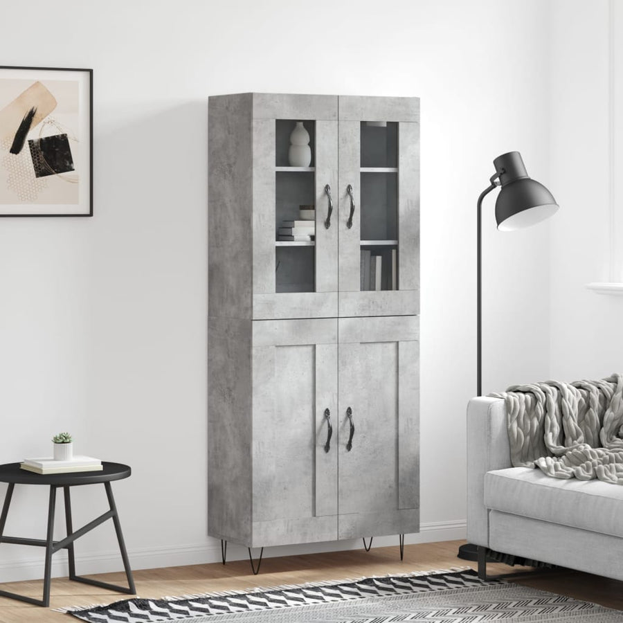 Hoge Kast 69,5X34X180 Cm Bewerkt Hout Betongrijs