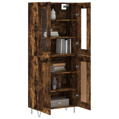 Hoge Kast 69,5X34X180 Cm Bewerkt Hout Kleurig Gerookt eiken