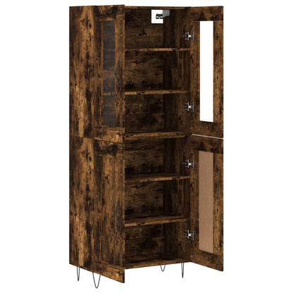 Hoge Kast 69,5X34X180 Cm Bewerkt Hout Kleurig Gerookt eiken