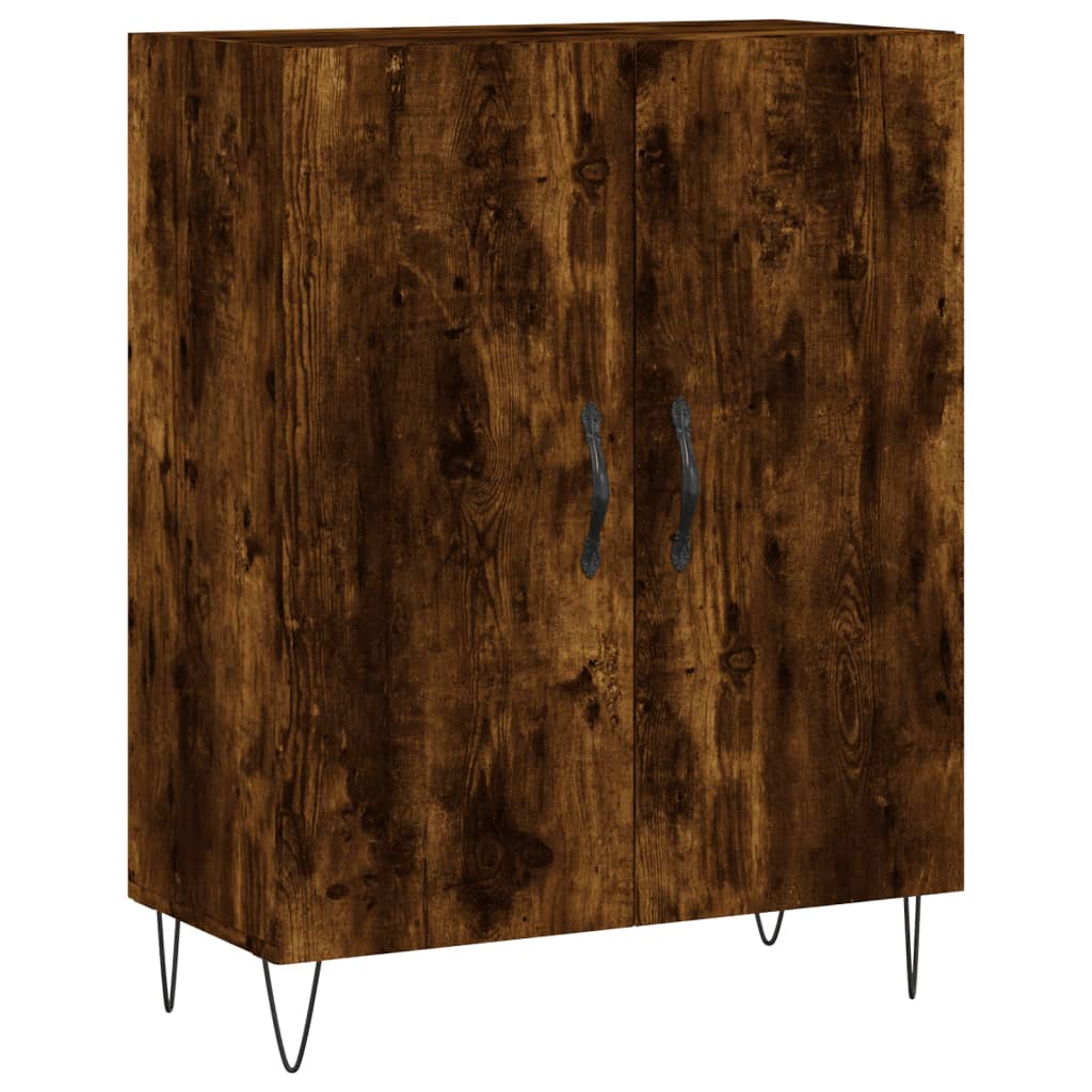 Hoge Kast 69,5X34X180 Cm Bewerkt Hout Kleurig Gerookt eiken