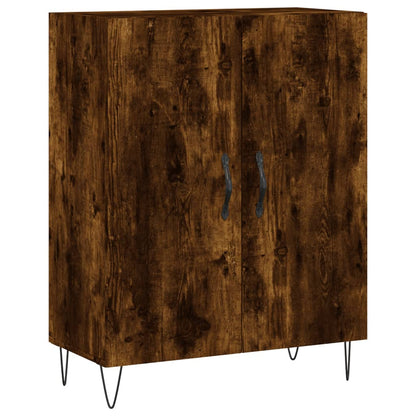 Hoge Kast 69,5X34X180 Cm Bewerkt Hout Kleurig Gerookt eiken