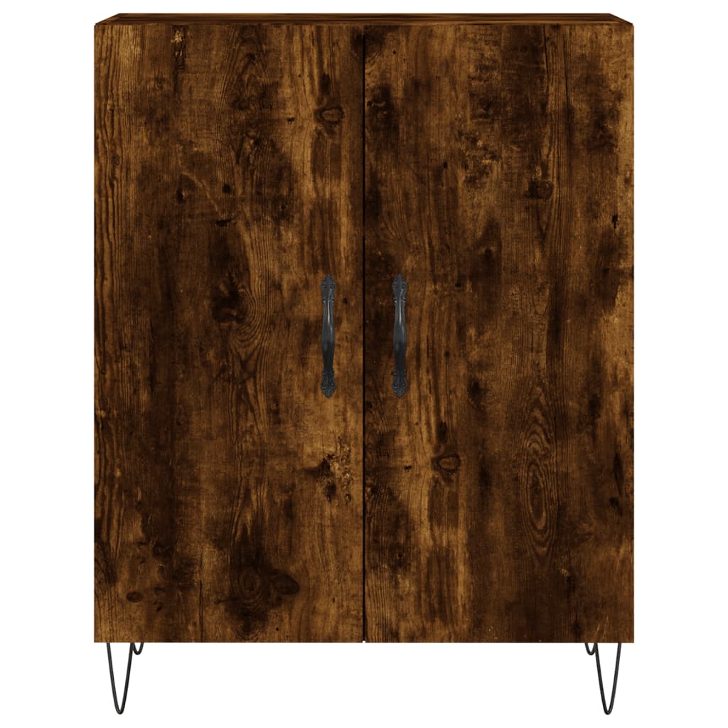 Hoge Kast 69,5X34X180 Cm Bewerkt Hout Kleurig Gerookt eiken