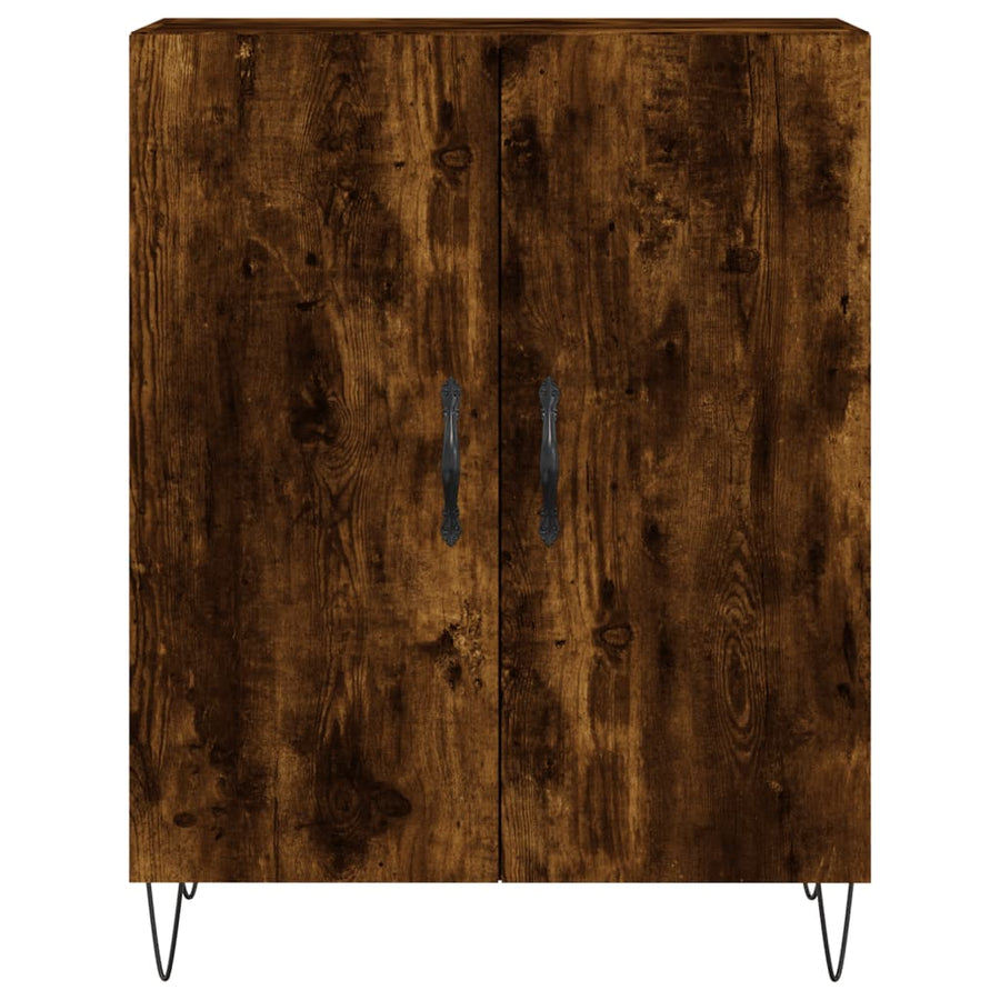 Hoge Kast 69,5X34X180 Cm Bewerkt Hout Kleurig Gerookt eiken