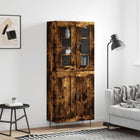 Hoge kast 69,5x34x180 cm bewerkt hout gerookt eiken