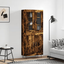 Hoge Kast 69,5X34X180 Cm Bewerkt Hout Kleurig Gerookt eiken
