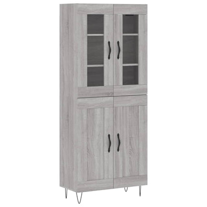 Hoge Kast 69,5X34X180 Cm Bewerkt Hout Eikenkleurig Grijs sonoma