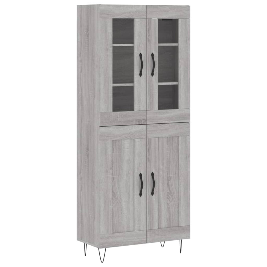 Hoge Kast 69,5X34X180 Cm Bewerkt Hout Eikenkleurig Grijs sonoma