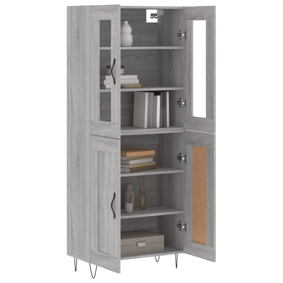 Hoge Kast 69,5X34X180 Cm Bewerkt Hout Eikenkleurig Grijs sonoma