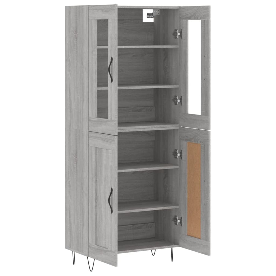 Hoge Kast 69,5X34X180 Cm Bewerkt Hout Eikenkleurig Grijs sonoma