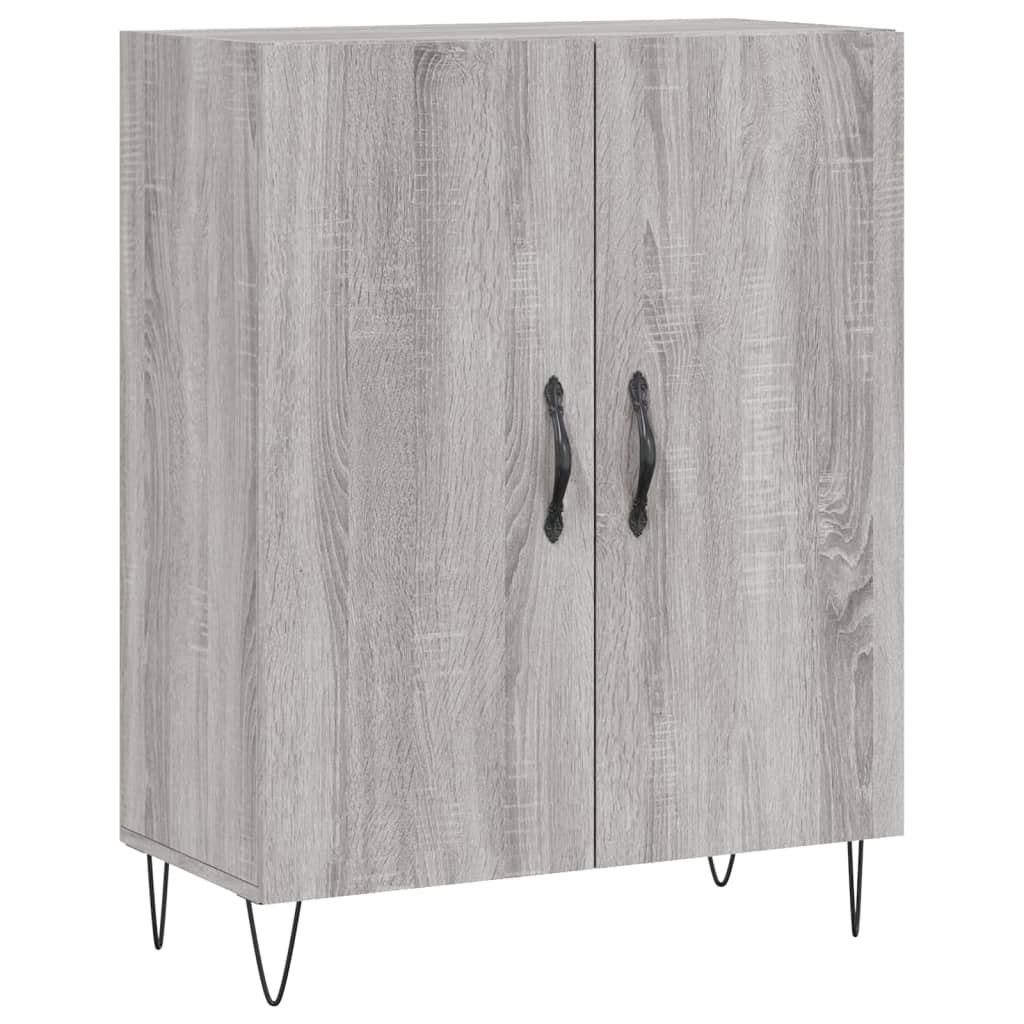 Hoge Kast 69,5X34X180 Cm Bewerkt Hout Eikenkleurig Grijs sonoma