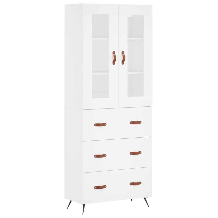 Hoge kast 69,5x34x180 cm bewerkt hout wit