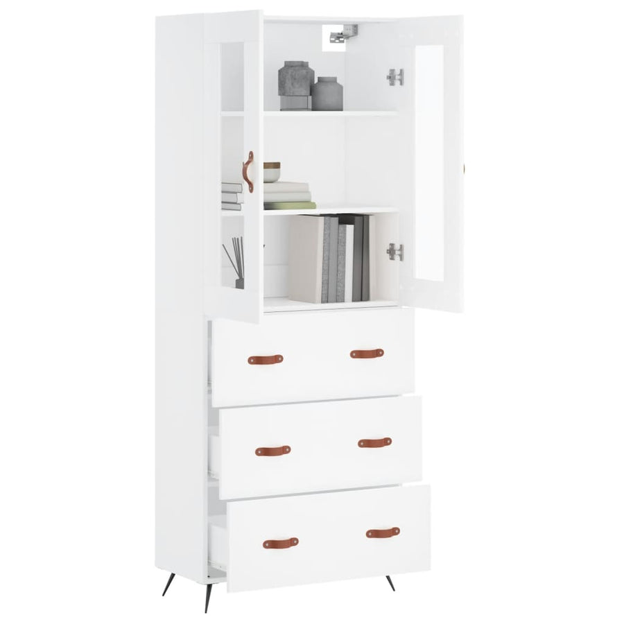 Hoge kast 69,5x34x180 cm bewerkt hout wit