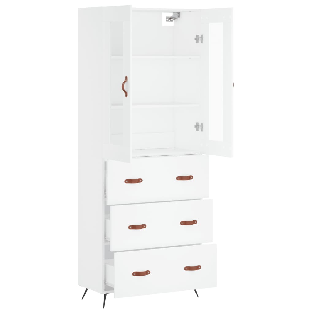 Hoge kast 69,5x34x180 cm bewerkt hout wit