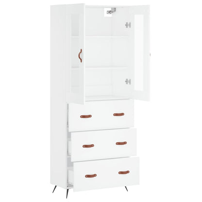 Hoge kast 69,5x34x180 cm bewerkt hout wit