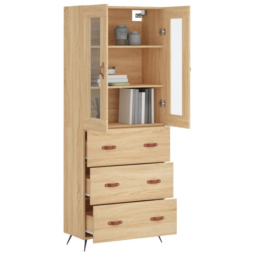 Hoge kast 69,5x34x180 cm bewerkt hout sonoma eikenkleurig