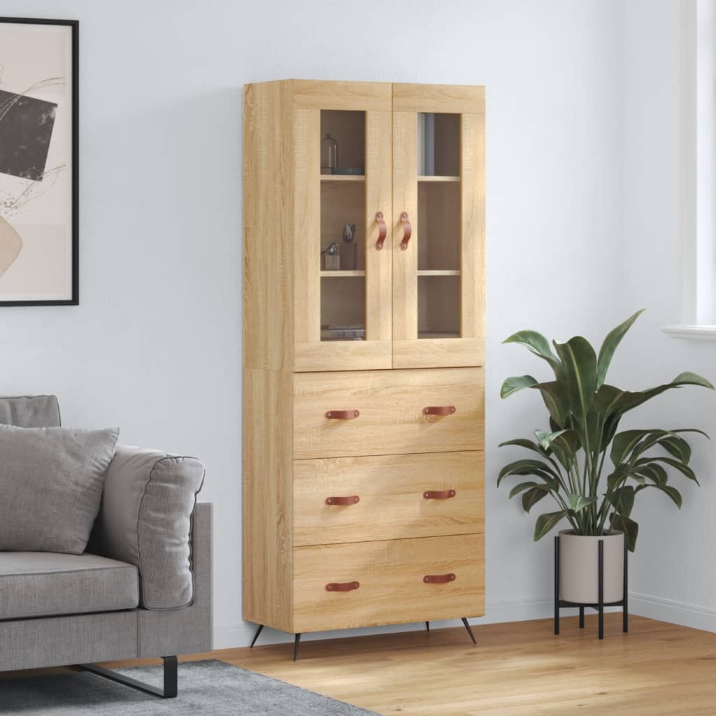 Hoge kast 69,5x34x180 cm bewerkt hout sonoma eikenkleurig