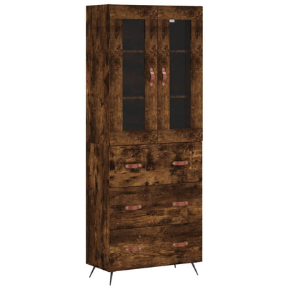 Hoge kast 69,5x34x180 cm bewerkt hout gerookt eikenkleurig