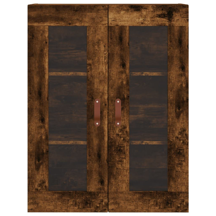 Hoge kast 69,5x34x180 cm bewerkt hout gerookt eikenkleurig