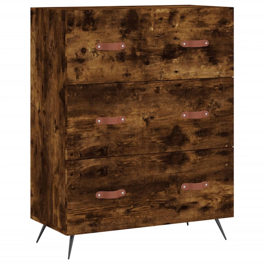 Hoge kast 69,5x34x180 cm bewerkt hout gerookt eikenkleurig