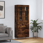Hoge kast 69,5x34x180 cm bewerkt hout gerookt eiken