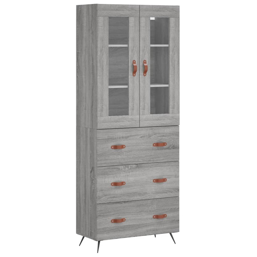Hoge kast 69,5x34x180 cm bewerkt hout grijs sonoma eikenkleurig