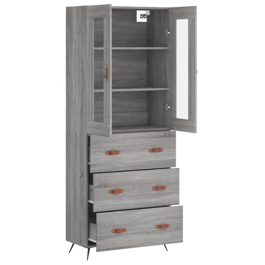 Hoge kast 69,5x34x180 cm bewerkt hout grijs sonoma eikenkleurig