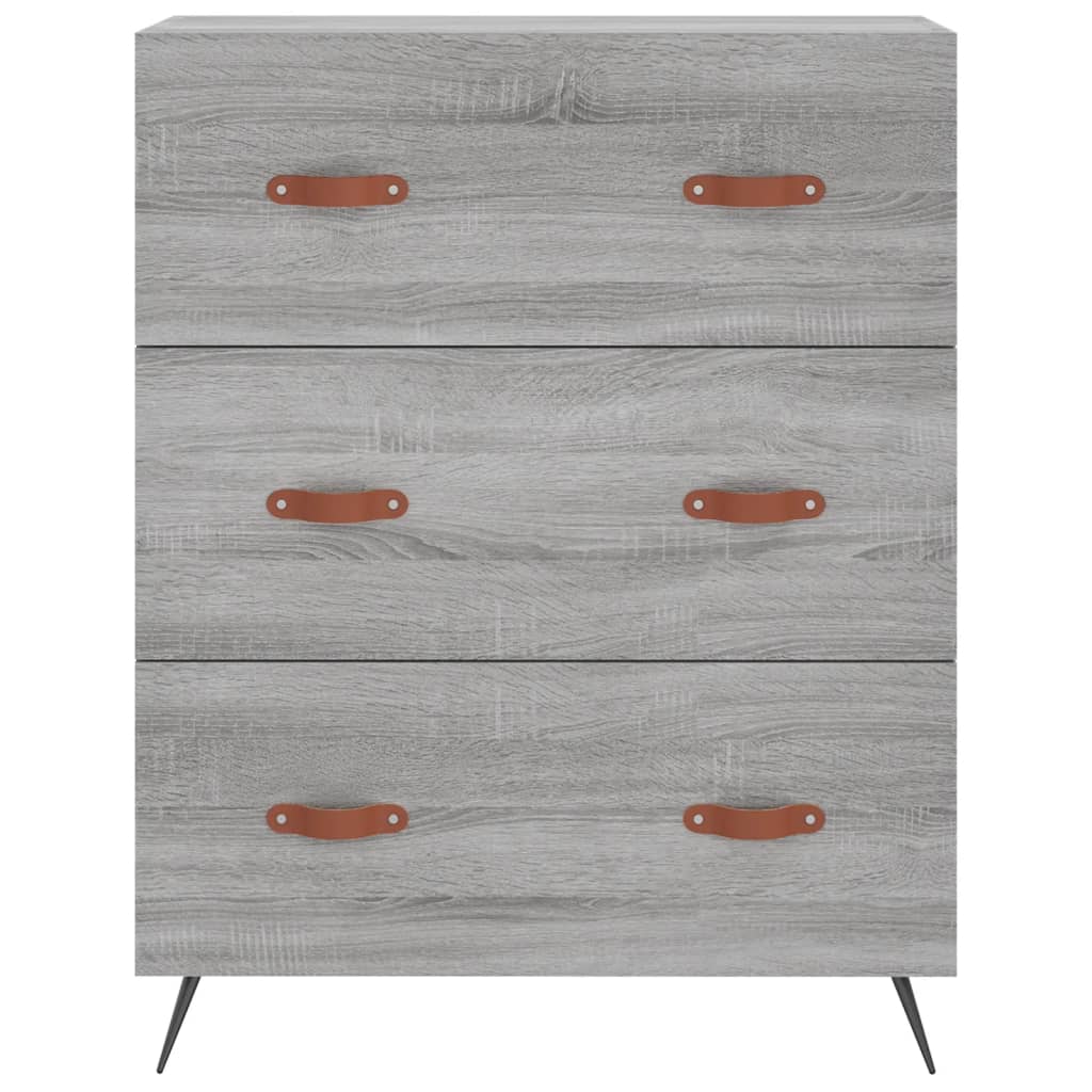 Hoge kast 69,5x34x180 cm bewerkt hout grijs sonoma eikenkleurig
