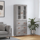 Hoge kast 180x69,5x34 cm bewerkt hout grijs sonoma eiken