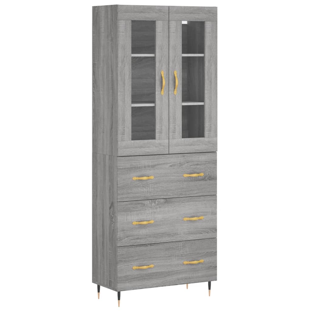Hoge Kast 69,5X34X180 Cm Bewerkt Hout Grijs Sonoma Eikenkleurig