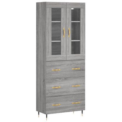 Hoge Kast 69,5X34X180 Cm Bewerkt Hout Grijs Sonoma Eikenkleurig