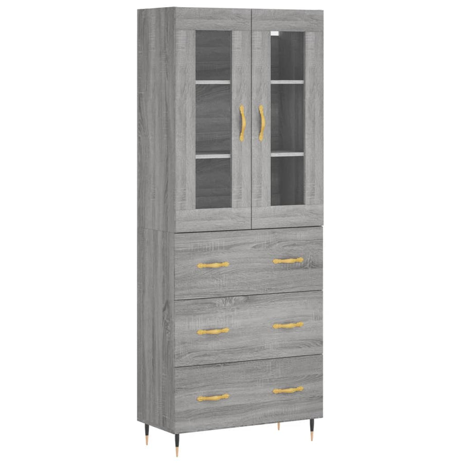 Hoge Kast 69,5X34X180 Cm Bewerkt Hout Grijs Sonoma Eikenkleurig