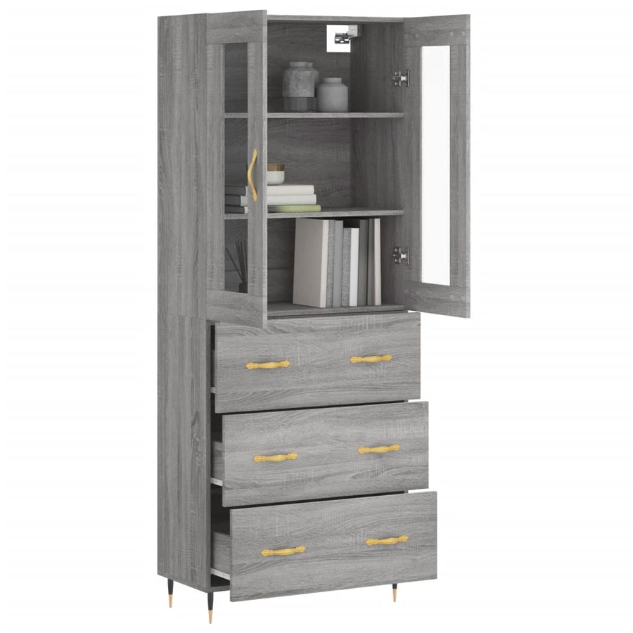 Hoge Kast 69,5X34X180 Cm Bewerkt Hout Grijs Sonoma Eikenkleurig