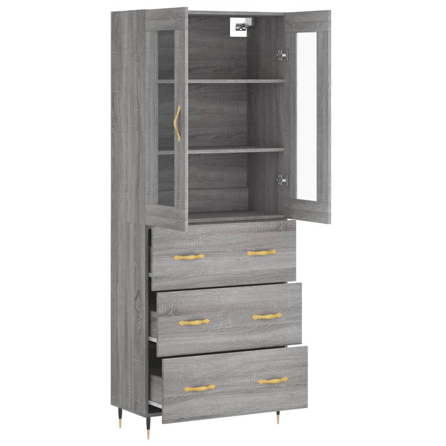 Hoge Kast 69,5X34X180 Cm Bewerkt Hout Grijs Sonoma Eikenkleurig