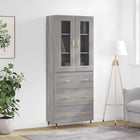 Hoge kast 69,5x34x180 cm bewerkt hout grijs