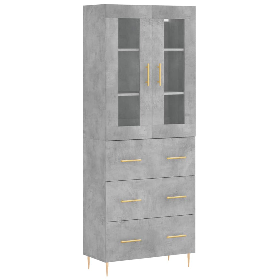 Hoge Kast 69,5X34X180 Cm Bewerkt Hout Betongrijs