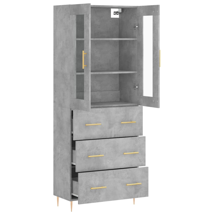 Hoge Kast 69,5X34X180 Cm Bewerkt Hout Betongrijs