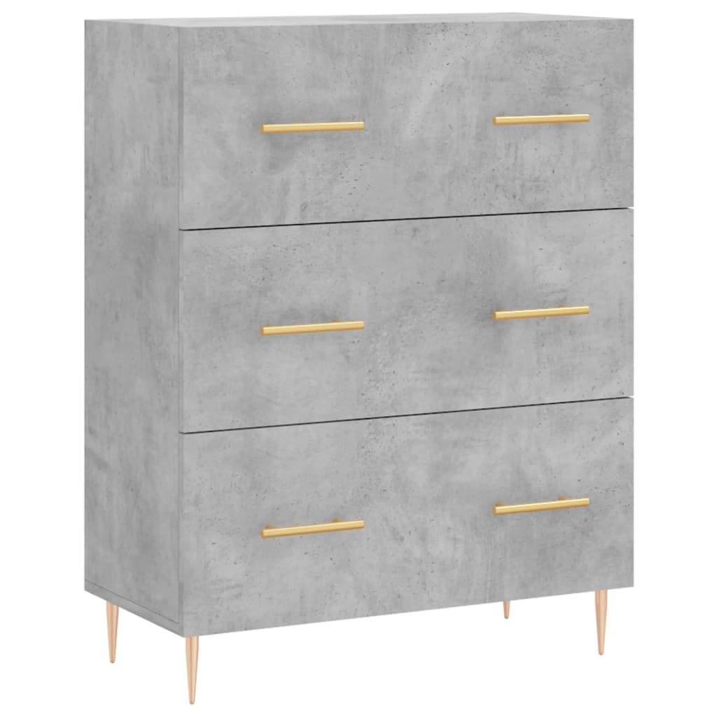 Hoge Kast 69,5X34X180 Cm Bewerkt Hout Betongrijs
