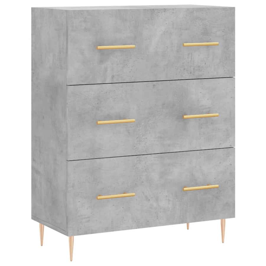 Hoge Kast 69,5X34X180 Cm Bewerkt Hout Betongrijs
