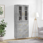 Hoge kast 69,5x34x180 cm bewerkt hout betongrijs