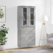 Hoge kast 69,5x34x180 cm bewerkt hout betongrijs