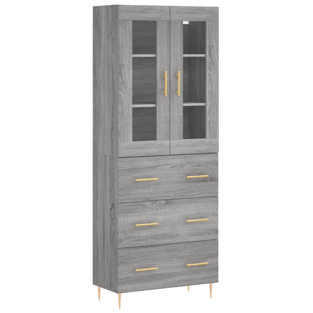 Hoge Kast 69,5X34X180 Cm Bewerkt Hout Grijs Sonoma Eikenkleurig