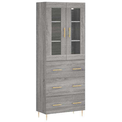 Hoge Kast 69,5X34X180 Cm Bewerkt Hout Grijs Sonoma Eikenkleurig