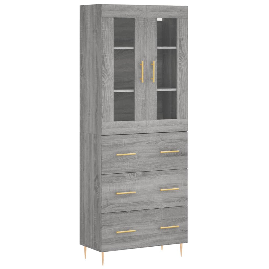 Hoge Kast 69,5X34X180 Cm Bewerkt Hout Grijs Sonoma Eikenkleurig