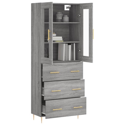 Hoge Kast 69,5X34X180 Cm Bewerkt Hout Grijs Sonoma Eikenkleurig
